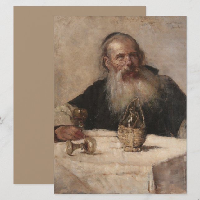 Jewish Man Drinking Vin (av Olga Boznanska) Kort (Fram/baksida)