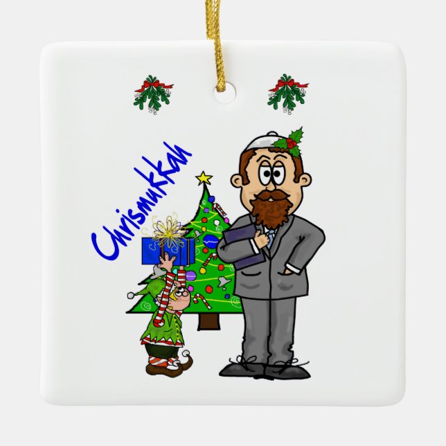 Jewish Man Elf Chrismukkah Ornament (Framsida)