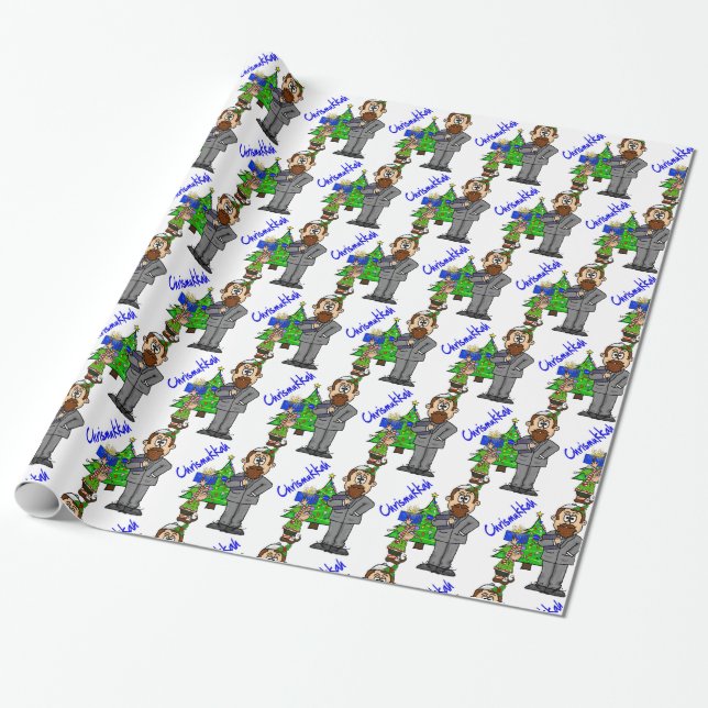 Jewish Man Elf Chrismukkah Wrapping Papper Presentpapper (Utrullad)