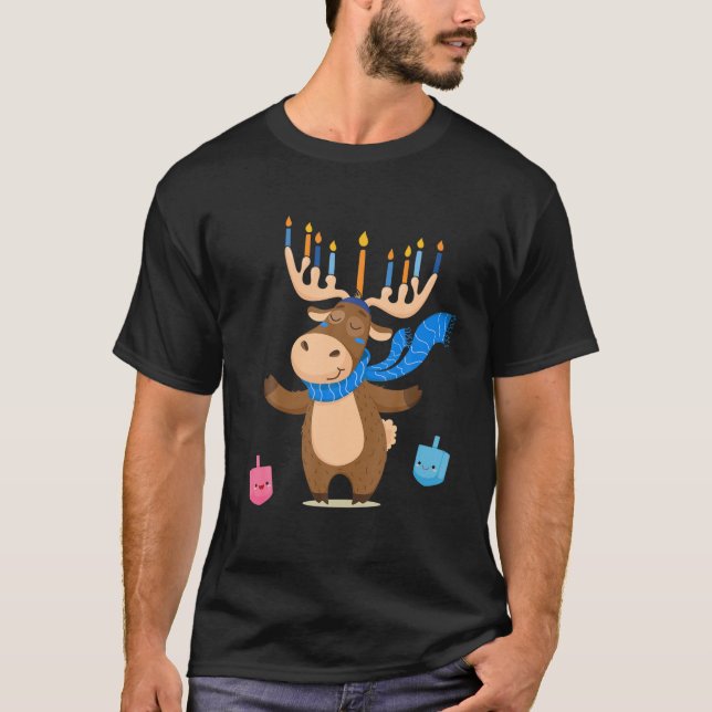 Jewish Moose Funny Hanukkah Moose Girl Pajam T Shirt (Framsida)