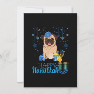 Jewish Mops Hund Menorah Hatt Chanukah Hanukkah Ju Inbjudningar
