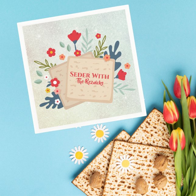 Jewish Passover Seder Flowers med Matzah Pappersservett (Skapare uppladdad)