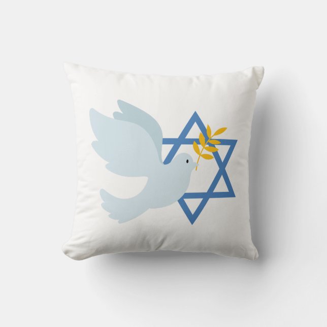 Jewish Peace Dove and Star of David Throw Pillow  Kudde (Framsida)