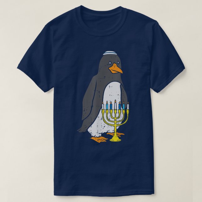 Jewish Penguin Menorah Animal Hanukkah Pajamas Cha T Shirt (Design framsida)