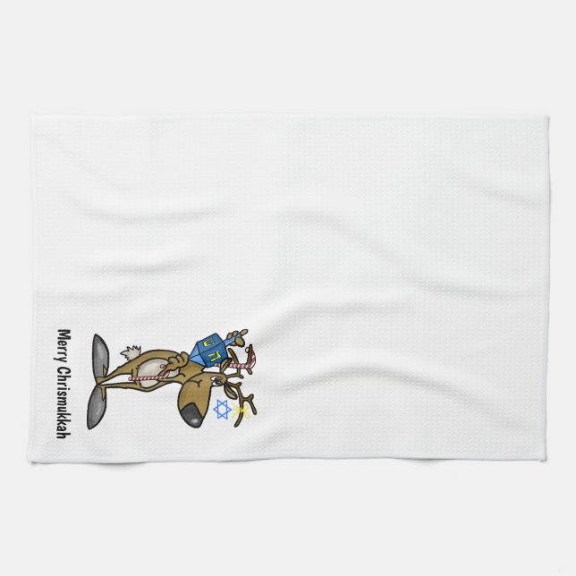Jewish Reindeer Chrismukah Kitchen Towel Kökshandduk (Horisontell)