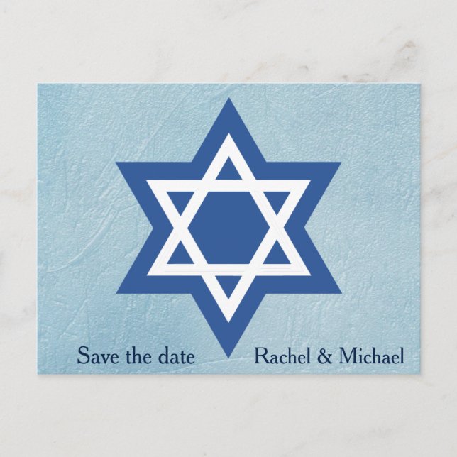 Jewish Save the date Star of David Meddelande Vykort (Framsida)