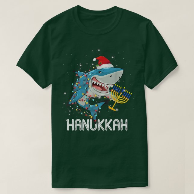 Jewish Shark Menorah Funny Hanukkah Chanukah Anima T Shirt (Design framsida)