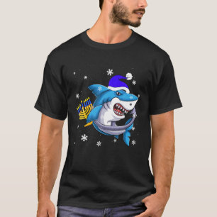 Jewish Shark Menorah Funny Hanukkah Chanukah T Shirt