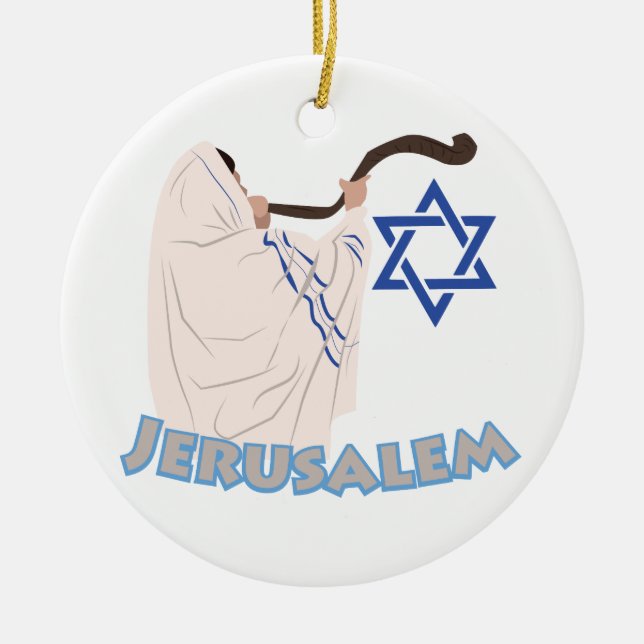Jewish Shofar Julgransprydnad Keramik (Framsidan)