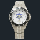 Jewish Star Armbandsur<br><div class="desc">Judiska gåvor och presentidéer med vackra judiska stjärnor av David med ett vin glas i centrum.</div>