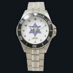 Jewish Star Armbandsur<br><div class="desc">Judiska gåvor och presentidéer med vackra judiska stjärnor av David med ett vin glas i centrum.</div>