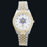 Jewish Star Armbandsur<br><div class="desc">Judiska gåvor och presentidéer med vackra judiska stjärnor av David med ett vin glas i centrum.</div>