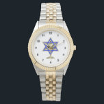 Jewish Star Armbandsur<br><div class="desc">Judiska gåvor och presentidéer med vackra judiska stjärnor av David med ett vin glas i centrum.</div>