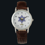 Jewish Star Armbandsur<br><div class="desc">Judiska gåvor och presentidéer med vackra judiska stjärnor av David med ett vin glas i centrum.</div>