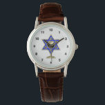 Jewish Star Armbandsur<br><div class="desc">Judiska gåvor och presentidéer med vackra judiska stjärnor av David med ett vin glas i centrum.</div>