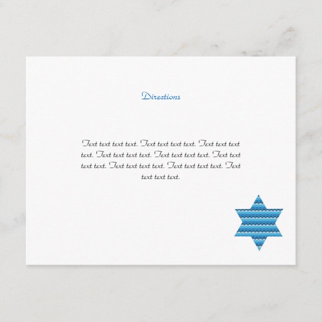 Jewish Star David Twillingars Pub Mitzvah Directio Tilläggskort (Framsida)