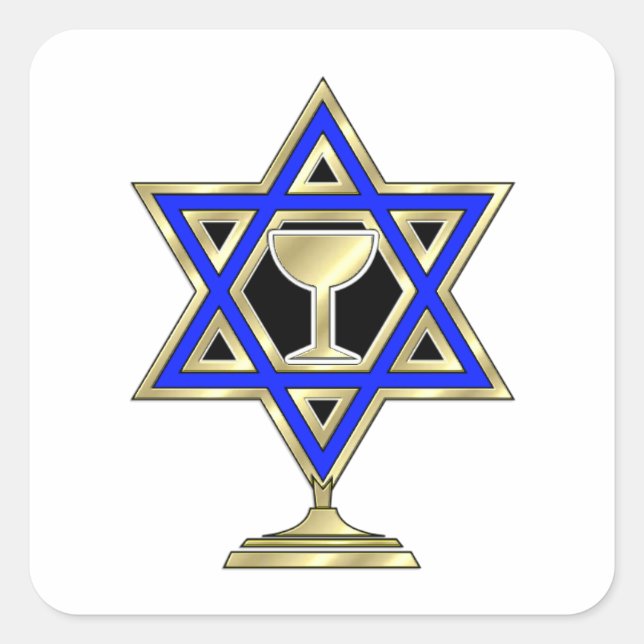Jewish Star Fyrkantigt Klistermärke (Framsida)