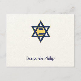Jewish Star Hebrew Initial Pub Mitzvah Tack Kort