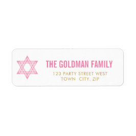 JEWISH STAR modern bat mitzvah rosa guld enkel Returadress Etikett