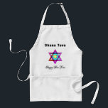 Jewish Star Shana Tova Förkläde<br><div class="desc">Shana Tova Jewish Star har Hebrew stil nedfläckad glass Star av David och Sunny hälsning för ett Gott nytt år.</div>
