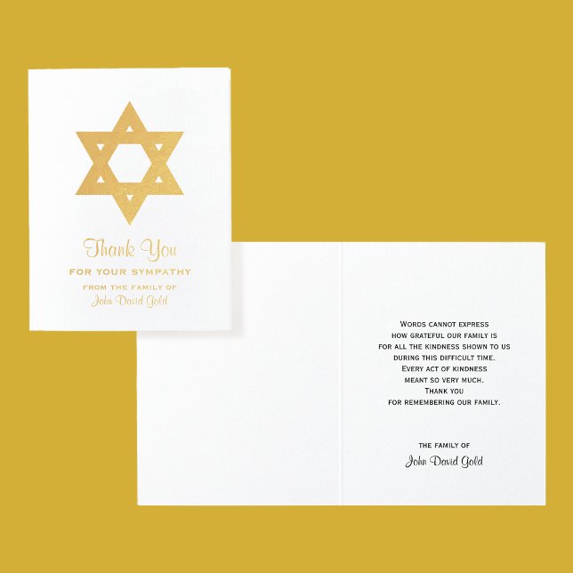 Jewish Sympathy Tack Gold Foil Star of David Folierat Kort (Skapare uppladdad)