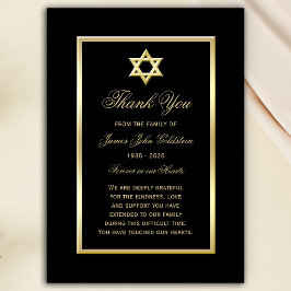 Jewish Sympathy Thank You Note Cards Black Gold Anteckningskort