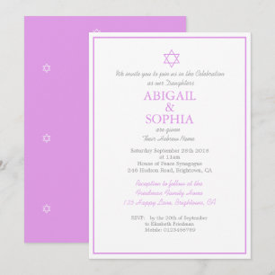 Jewish Twin Girls Naming Ceremony Hebrew Lila Inbjudningar