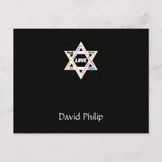 Jewish Values Star Black Pub Mitzvah Tack Card Kort