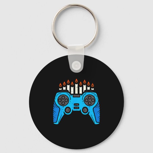 Jewish Video Game Gamer Hanukkah Chanukah Men Boy  Nyckelring (Framsida)