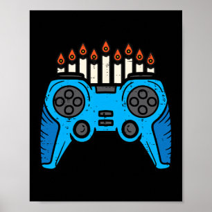 Jewish Video Game Spelare Hanukkah Chanukah Män Po Poster