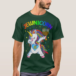 Jewnicorn Funny Hanukkah Unicorn Menorah Girl Wome T Shirt