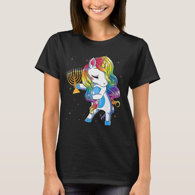 Jewnicorn   Hanukkah Unicorn   Girl Women Pajamas T Shirt (Framsida)