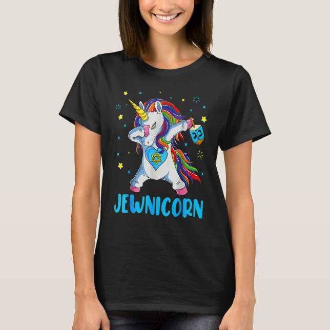 Jewnicorn  Hanukkah Unicorn Girl Women Pjs T Shirt (Framsida)