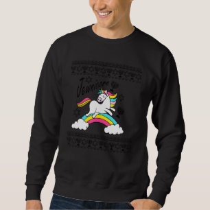 Jewnicorn Ugly Sweater Unicorn Jewish Hanukkah Lång Ärmad Tröja