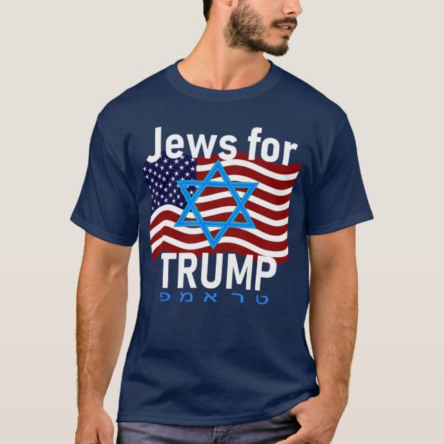 Jews forrump American Flag Star of David Hebrew Su T Shirt (Framsida)