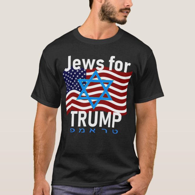 Jews forrump American Flag Star of David Hebrew Su T Shirt (Framsida)