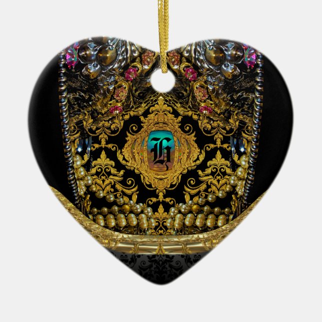 Jeygraneau Elegant Monogram Julgransprydnad Keramik (Framsidan)