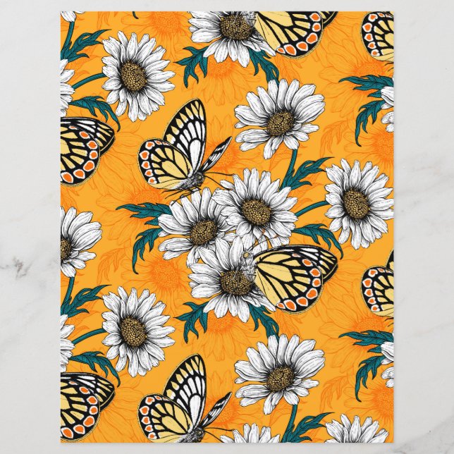 Jezebel butterflies och daisy blommor (Framsida)