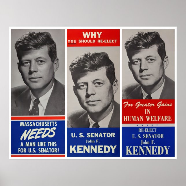JFK 1958 SENATE KAMPANJ POSTER (Framsidan)
