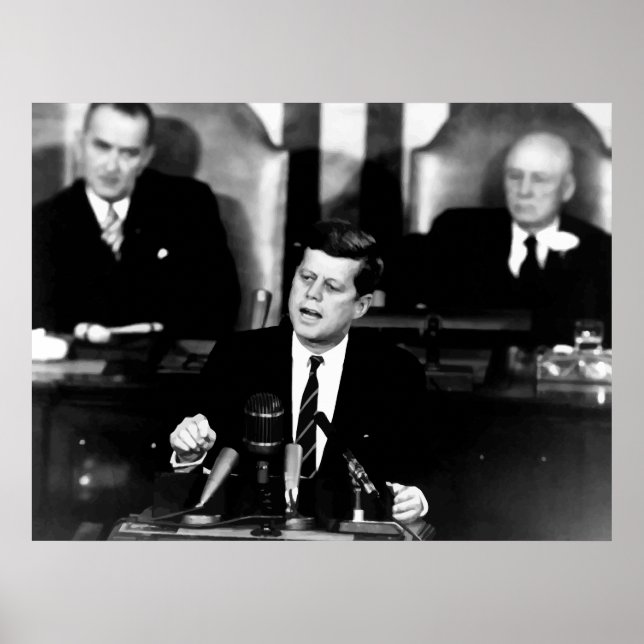 JFK Announces Måne Landing Uppdrag - Gräns Poster (Framsidan)