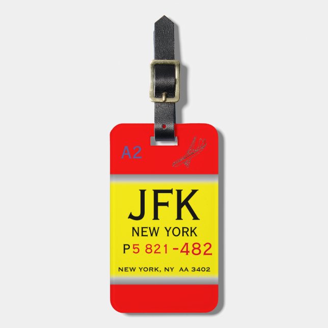 JFK - Bagagemärkre Bagagebricka (Vertikal Framsida)