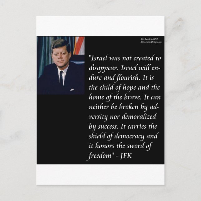 JFK & Berömd Citat om Israel Vykort (Framsida)
