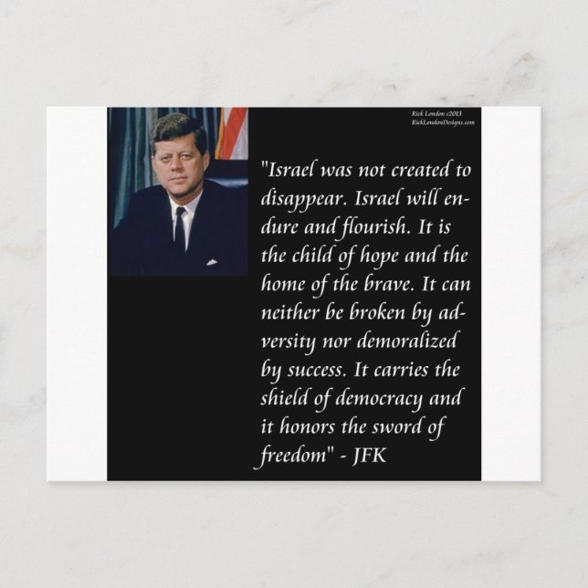 JFK & Berömd Citat Re Israel Vykort (Framsida)