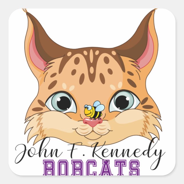 JFK Bobcat-klistermärken Fyrkantigt Klistermärke (Framsida)