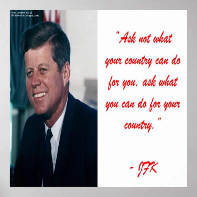 JFK & Citat Affisch Fråga Inte (Framsidan)