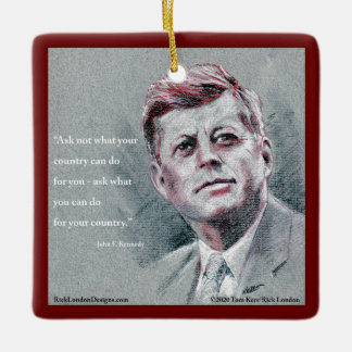 JFK & Citat Träd Julgransprydnad Keramik