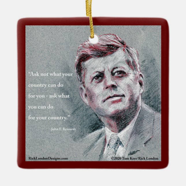 JFK & Citat Träd Julgransprydnad Keramik (Framsida)
