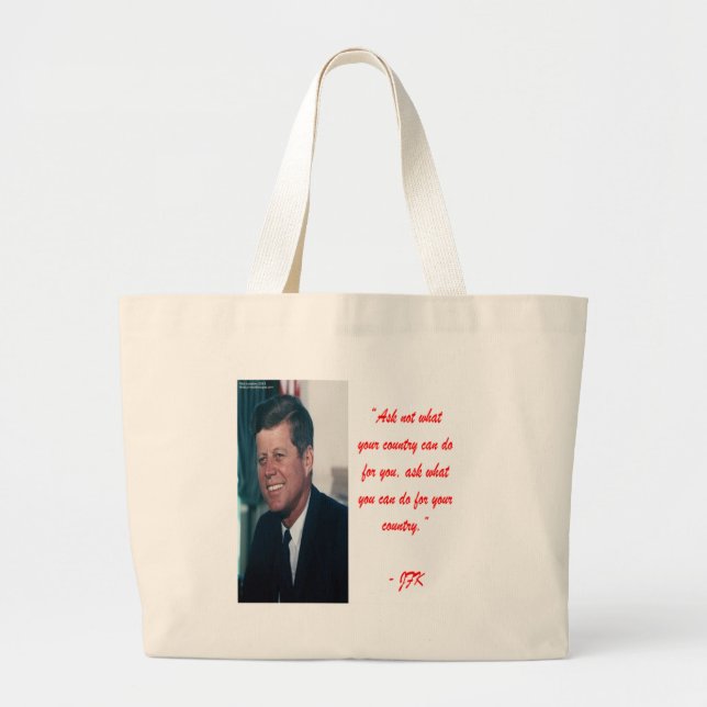 JFK & Citatet "Fråga inte" Jumbo Tygkasse (Framsidan)