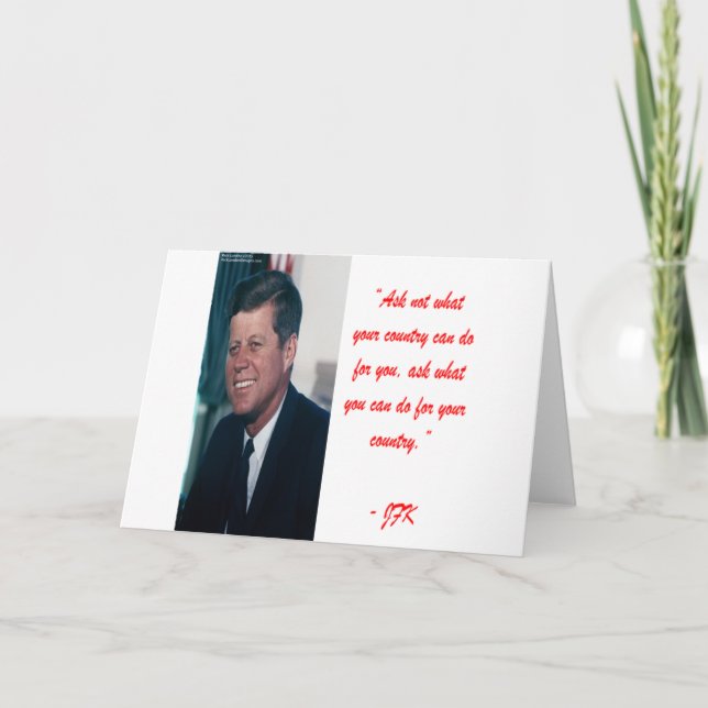 JFK & Citatet "Fråga inte" Kort (Framsida)