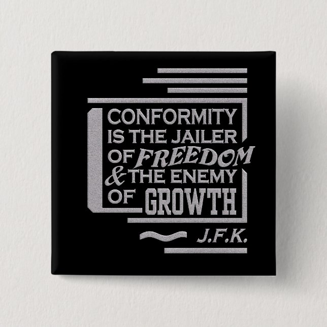 JFK-citationstecknet knäppas Knapp (Framsida)